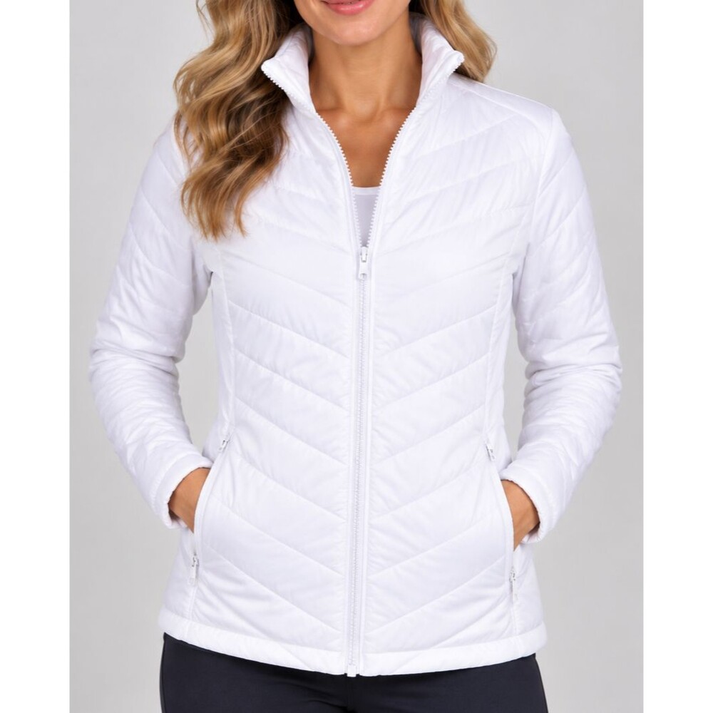 NWT GGblue Luxe Sport Quilted Golf Jacket Women M White Full Zip Lightweight